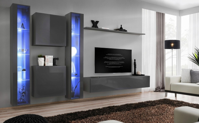 Luxury 2x Hanging Display Cabinet New Living Room Wall 2x Wall Cabinet Complete Set Wall Shelf New