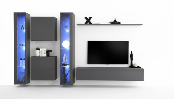 Luxury 2x Hanging Display Cabinet New Living Room Wall 2x Wall Cabinet Complete Set Wall Shelf New