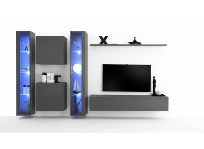 Luxury 2x Hanging Display Cabinet New Living Room Wall 2x Wall Cabinet Complete Set Wall Shelf New