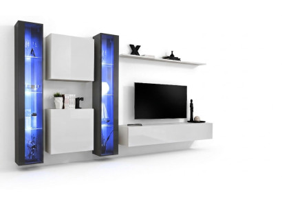 Wall Unit Complete Set 6-piece Hanging Display Cabinet Living Room Furniture Wall Cabinet
