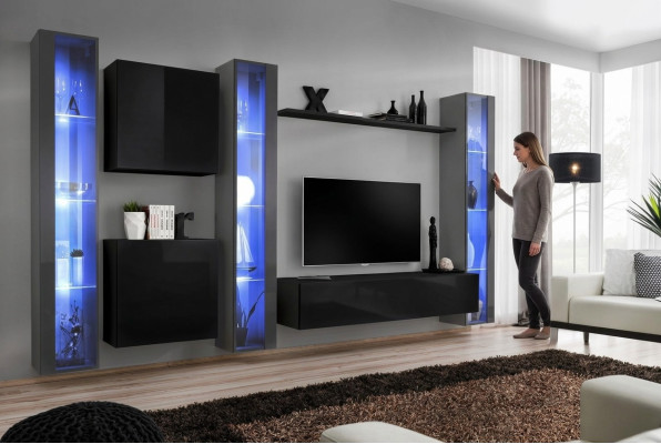 Wooden Furniture Complete Living Room Wall Unit Set Cabinet Luxury Display Case Furniture