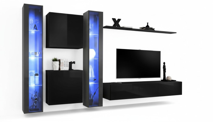 Wooden Furniture Complete Living Room Wall Unit Set Cabinet Luxury Display Case Furniture