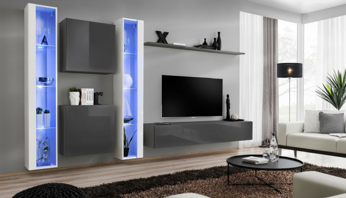 Living room furniture gray wall cabinet hanging display cabinet luxury furnishing modern