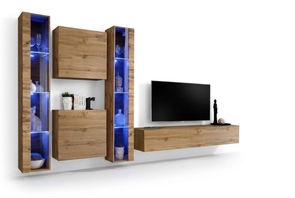 Brown Living Wall Modern Hanging Display Cabinet Hanging Cabinet Luxury Furnishing Wall Set