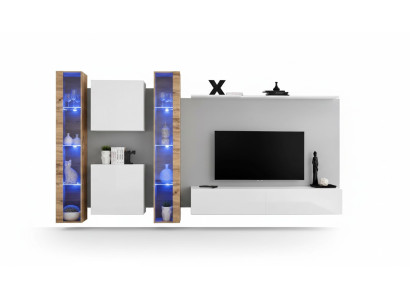 White TV stand, wall unit, wall cabinet, design living room furniture, luxury sideboard