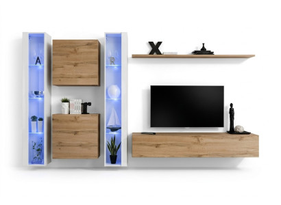 Living room furniture wall cabinet TV stand brown sideboard complete set
