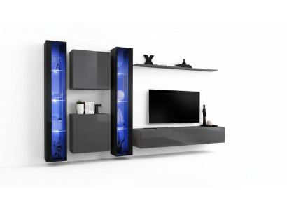 Living room furniture 2x wall cabinet gray modern sideboard furnishing hanging display cabinet