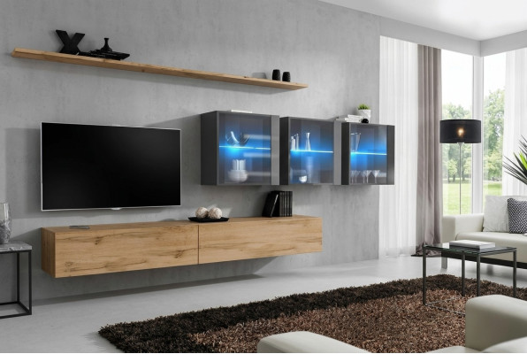 Complete 7-piece living wall 340cm TV stand sideboard wall cabinet luxury furniture