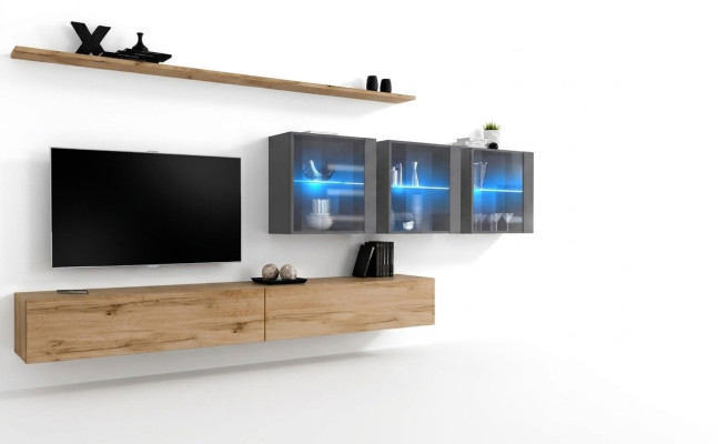Complete 7-piece living wall 340cm TV stand sideboard wall cabinet luxury furniture