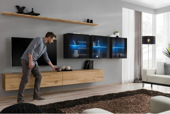 Wall unit 340cm luxury furniture wall cupboard modern complete wall shelf design