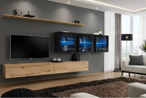 Wall unit 340cm luxury furniture wall cupboard modern complete wall shelf design