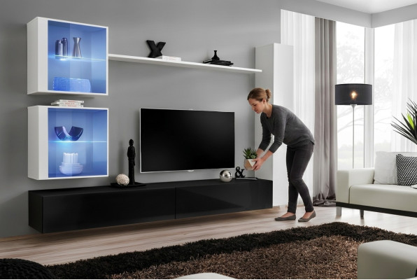Wall unit set white wall cabinet complete TV stand wall shelf living room furniture