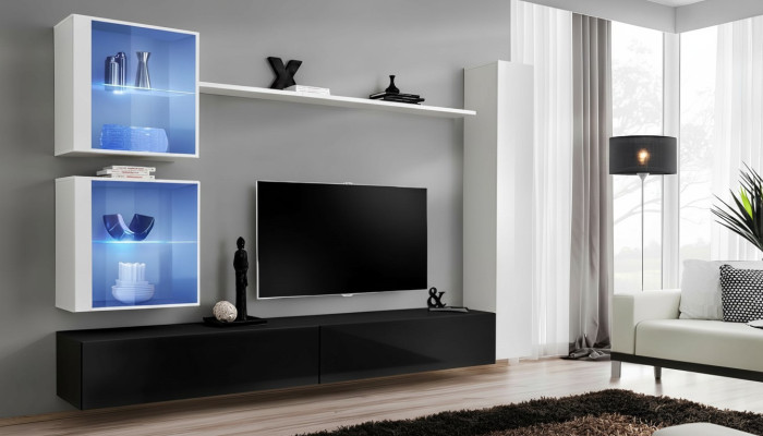 Wall unit set white wall cabinet complete TV stand wall shelf living room furniture