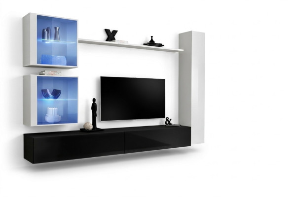 Wall unit set white wall cabinet complete TV stand wall shelf living room furniture