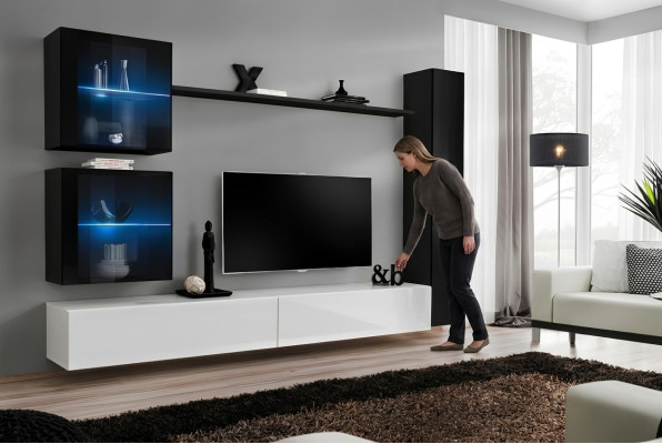 Living Room Wall Unit Set 6-piece Luxury Furniture Living Room Designer TV Stand Wall Cabinet