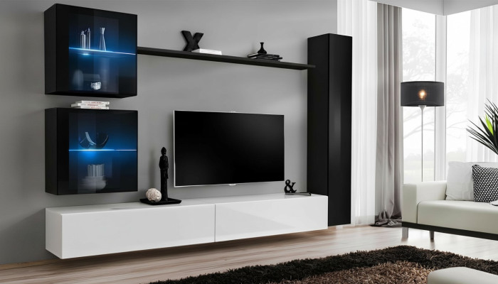 Living Room Wall Unit Set 6-piece Luxury Furniture Living Room Designer TV Stand Wall Cabinet