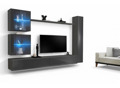 Luxury Complete Living Room Wall Unit Gray Furniture Designer Set Sideboard Modern