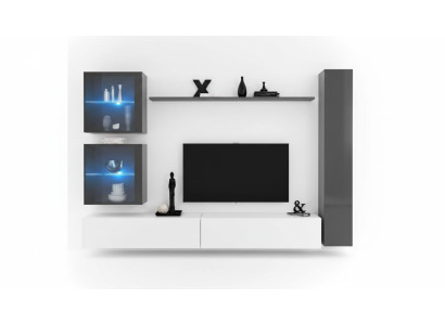 Designer wall unit, modern TV stand, gray living room furniture, sideboard