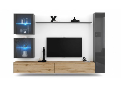 Modern gray living room wall with TV furniture
