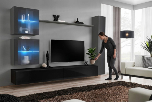 6-piece living room set luxury wall unit furniture designer 3x wall cabinet TV stand