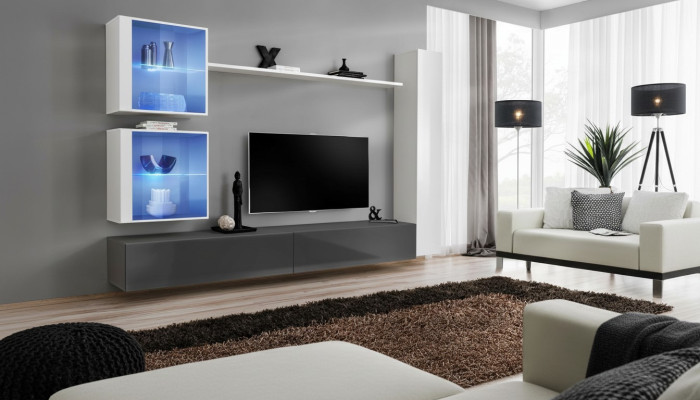 White living room wall unit set TV stand designer furniture wall cabinet sideboard