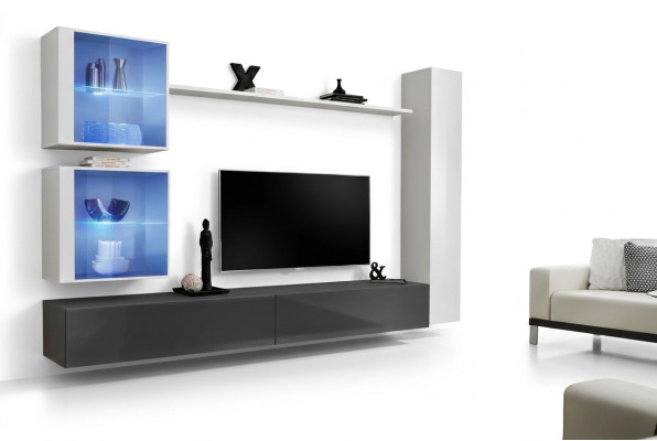White living room wall unit set TV stand designer furniture wall cabinet sideboard