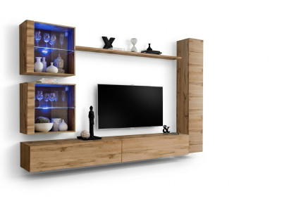 Brown Wall Unit Hanging Cabinet Designer TV Stand Furniture Shelf Modern