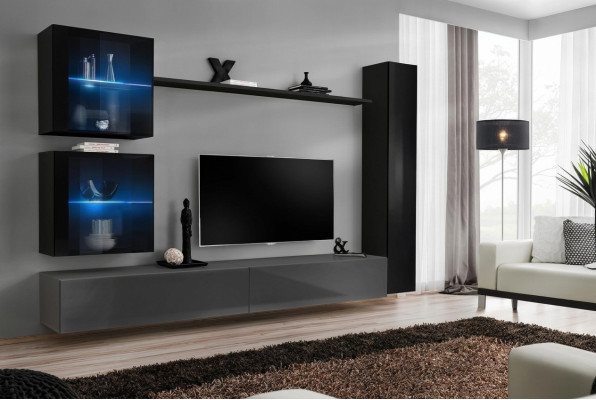 Black wall cabinet designer living wall luxury living room furniture wall shelf