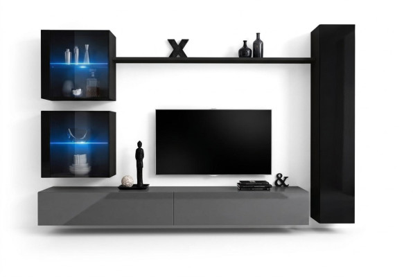 Black wall cabinet designer living wall luxury living room furniture wall shelf