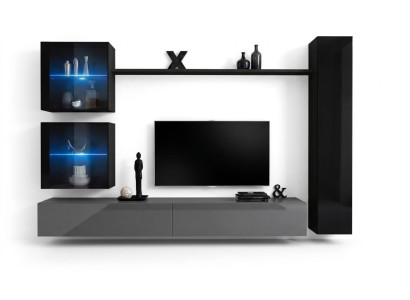Black wall cabinet designer living wall luxury living room furniture wall shelf