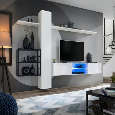 Living room furniture wall unit 270 cm wall cabinet white wall shelves furnishings
