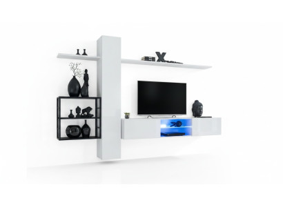 Living room furniture wall unit 270 cm wall cabinet white wall shelves furnishings