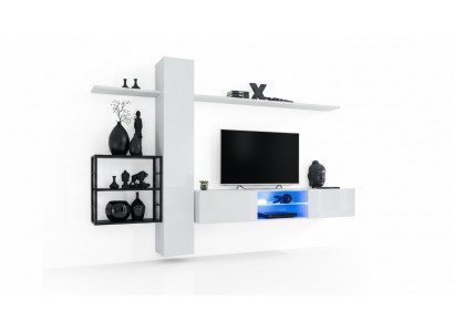 Living room furniture wall unit 270 cm wall cabinet white wall shelves furnishings