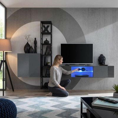 Living room furniture, wooden wall unit, furnishings, TV stand, complete, new furniture