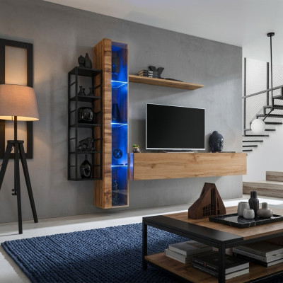 Brown designer living wall luxury living room furniture complete set sideboard furniture