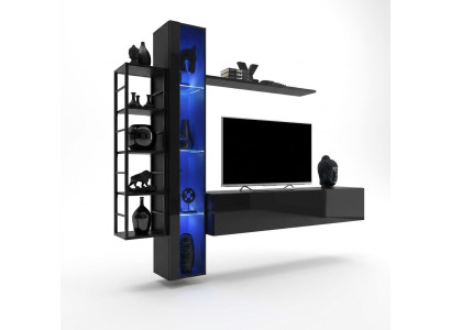 Wall unit black designer TV stand living room furniture complete sideboard