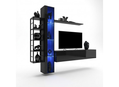 Wall unit black designer TV stand living room furniture complete sideboard