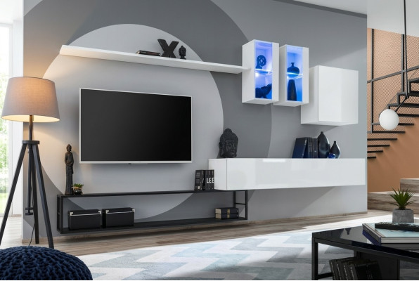 Complete wall unit designer luxury living room furniture white TV stand sideboard