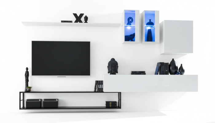 Complete wall unit designer luxury living room furniture white TV stand sideboard