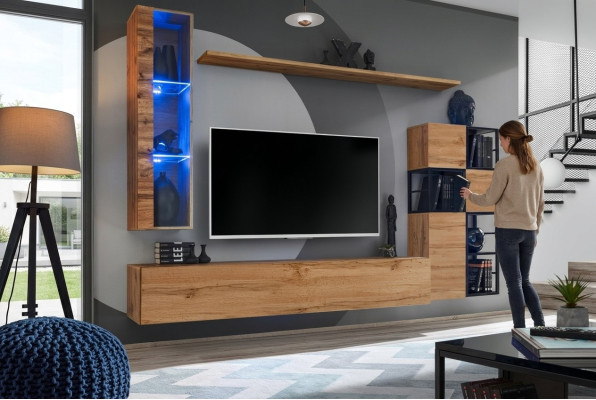 Wooden Furniture Braun Design Living Room Wall TV Stand Living Room Furniture Set