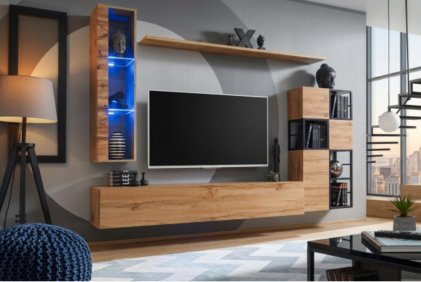 Wooden Furniture Braun Design Living Room Wall TV Stand Living Room Furniture Set