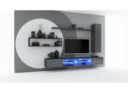 Gray Complete Wall Unit Living Room Furniture Luxury Wall Cabinet Wall Shelves New
