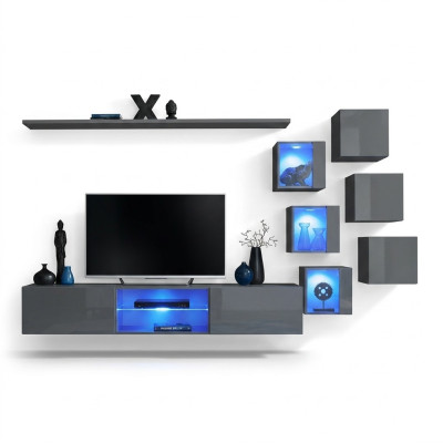 Luxury Furniture Set 8-piece Wall Unit Wall Shelf 6x Wall Cabinet New Furniture