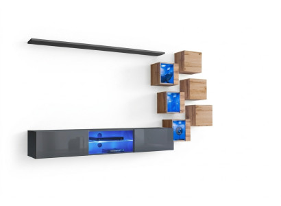 8-piece designer living wall gray furniture wood furniture wall cabinet new
