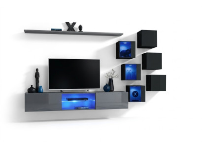 Set Modern Gray Furniture Living Wall TV Stand Sideboard Wooden Furniture Wall Cabinet