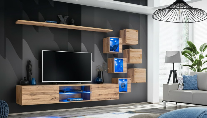 Brown wall unit living room furniture wall cabinet luxury set new wooden furniture