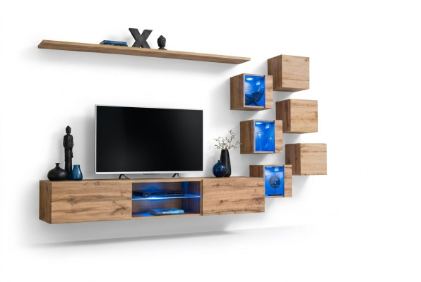Brown wall unit living room furniture wall cabinet luxury set new wooden furniture