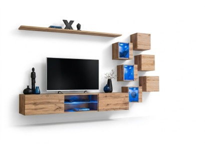 Brown wall unit living room furniture wall cabinet luxury set new wooden furniture