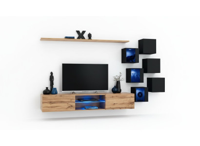 Wall unit brown shelves sideboard wall cabinet luxury new TV stand wooden furniture