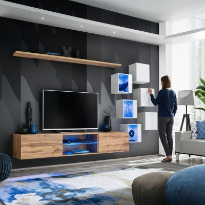 Living room furniture sideboard wood furniture luxury set unit complete wall cabinet